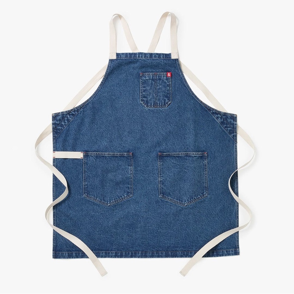 NEW HEDLEY & BENNETT Crossback Apron Denims Georgia in Blue Cream